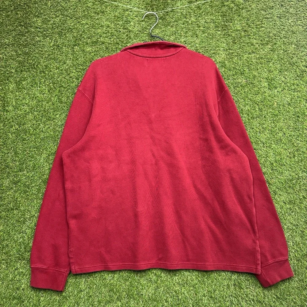 Polo Ralph Lauren Sweater Mens XL 1/4 Quarter Zip Red Pullover 100% Cotton y2k
